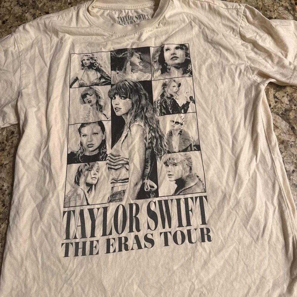 Taylor Swift The Eras Tour cream graphic tee . 100% Cotton Size Small